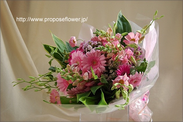 ガーベラ ピンクの花束 プロポーズフラワー