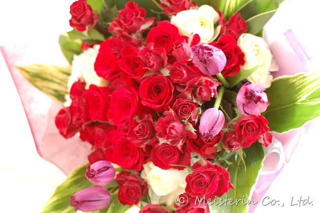赤いバラ花束