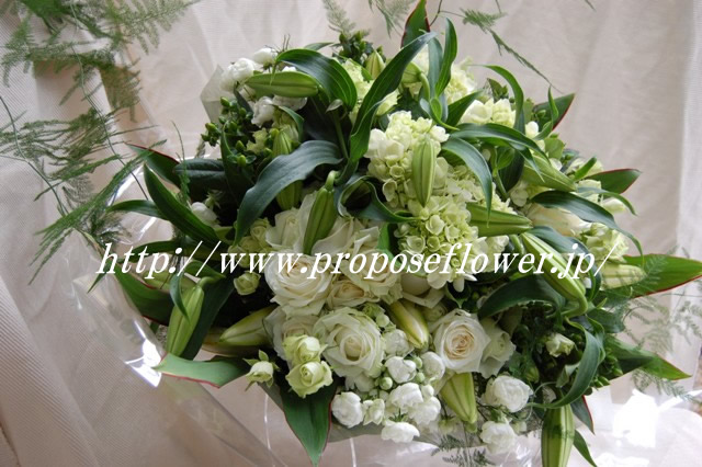 カサブランカの白い百合の花束 ドイツマイスターの花束専門店 プロポーズフラワーショップ