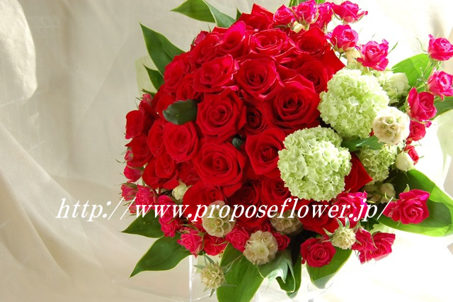 ローズレッドのプロポーズの花束