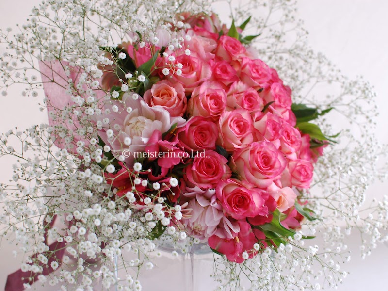 ピンクのバラのプロポーズの花束