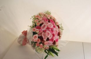 ピンクバラプロポーズ花束