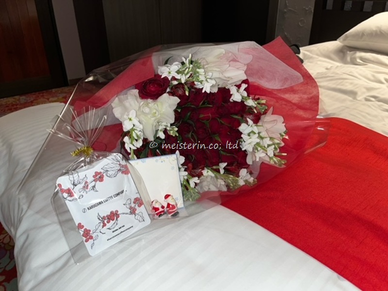 アンシェントホテル浅間軽井沢でクリスマスプロポーズの花束 アンシェントホテル浅間軽井沢でプロポーズ