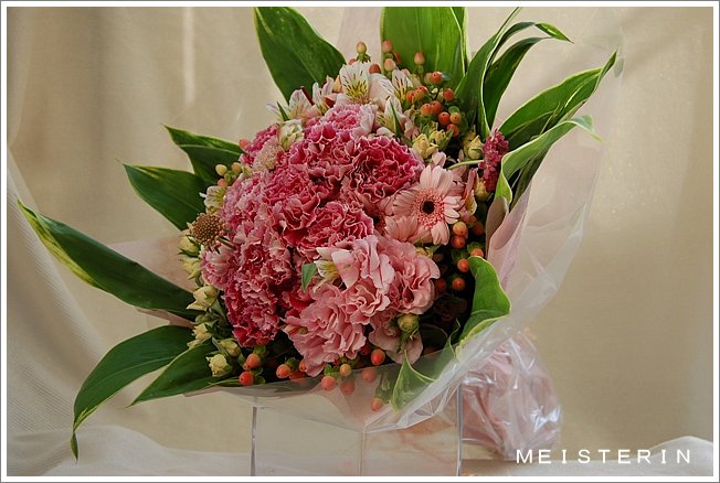 母の日オシャレなカーネーションの花束 ドイツマイスターの花束専門店 プロポーズフラワーショップ